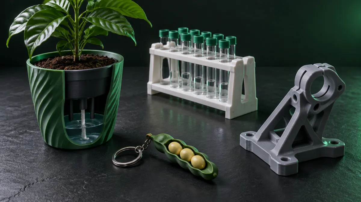 Vaso autoirrigável, rack de laboratório e suporte de protótipo impressos em 3D